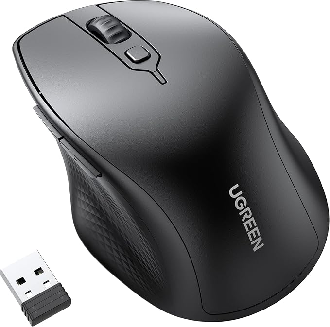 UGREEN Wireless Bluetooth Mouse (BT 5.0+2.4G), 4000DPI Ergonomic Mouse for Laptop, Tablet, PC Mouse Compatible with Windows macOS Android iOS Linux (Black) UGREEN Wireless Bluetooth Mouse (BT 5.0+2.4G), 4000DPI Ergonomic Mouse for Laptop, Tablet, PC Mouse Compatible with Windows macOS Android iOS Linux (Black)